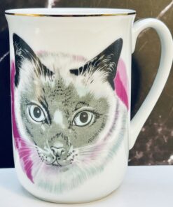 Siamese Cat Porcelain Mug with Gold Trim