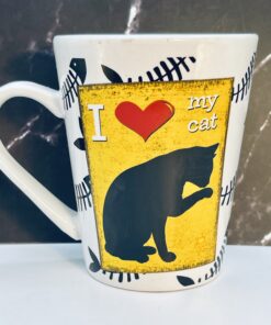 Whimsical cat lover ceramic mug
