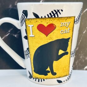 Whimsical cat lover ceramic mug