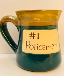 #1 Policeman ceramic coffee mug with beige plaque
