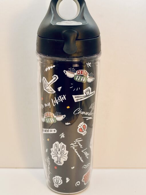 Black Friends-themed Tervis water bottle with TV show sayings