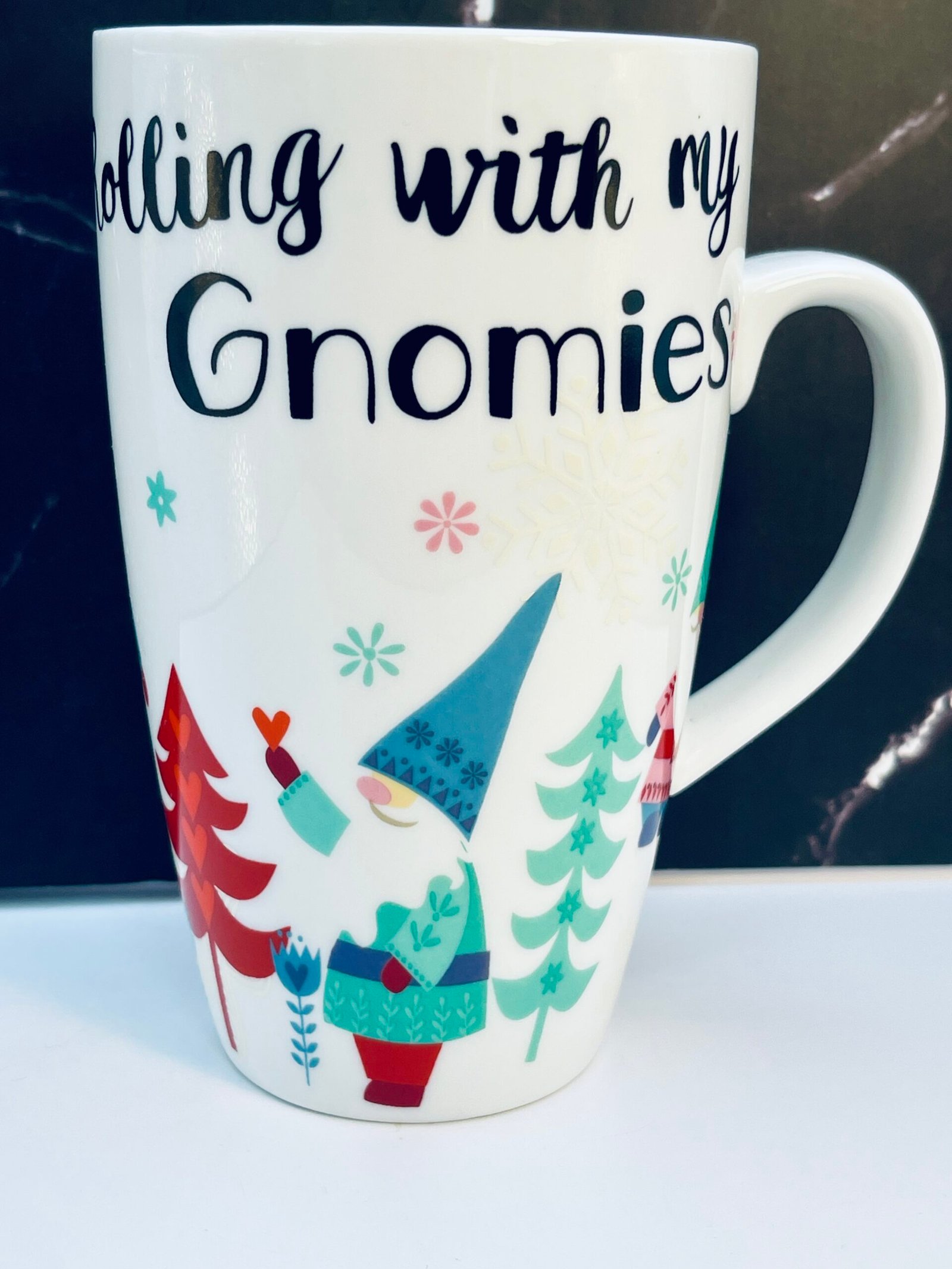 Rolling With My Gnomies Latte Mug holiday gnome design