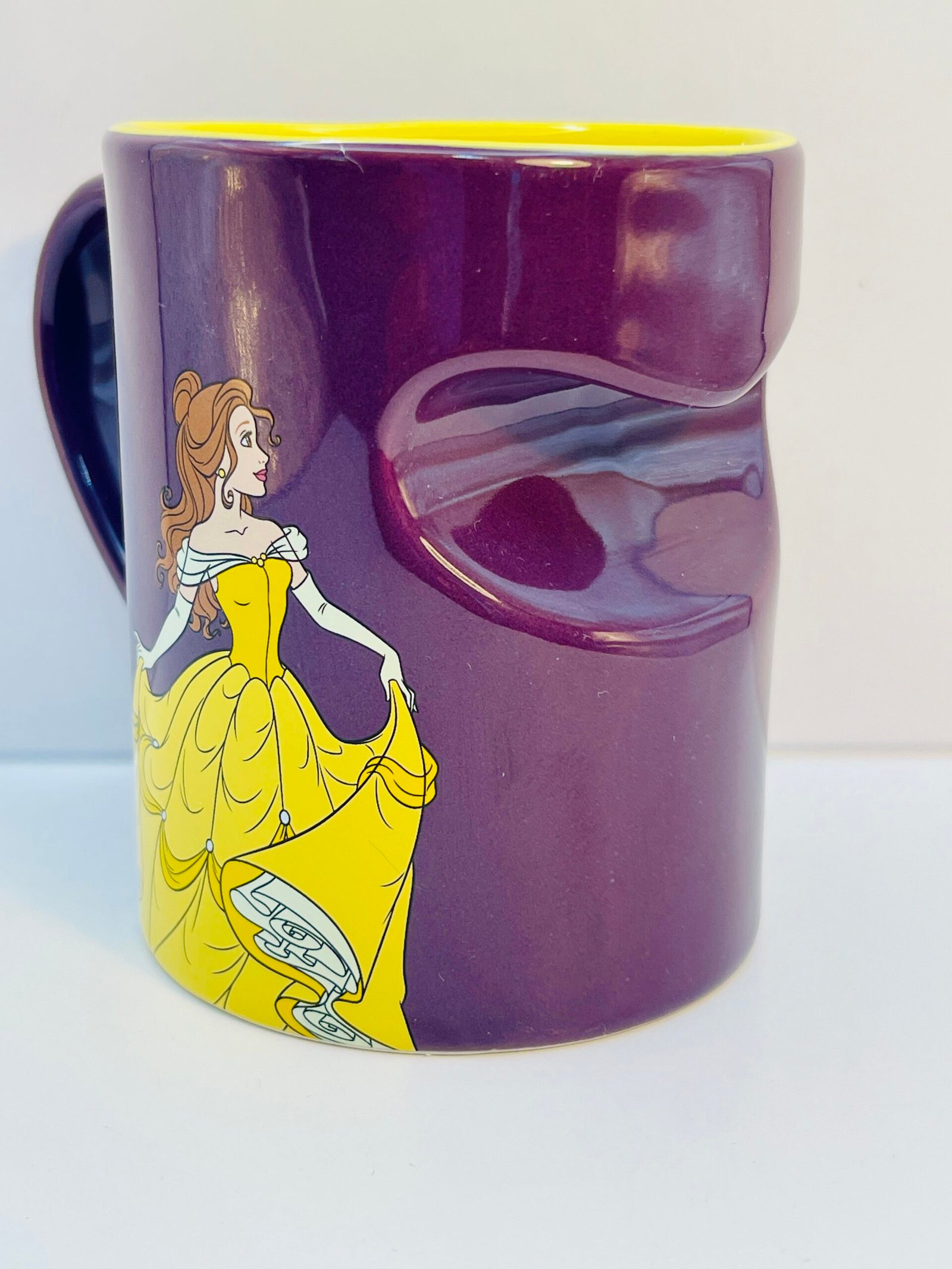 Beauty and the Beast Belle mug purple and yellow design