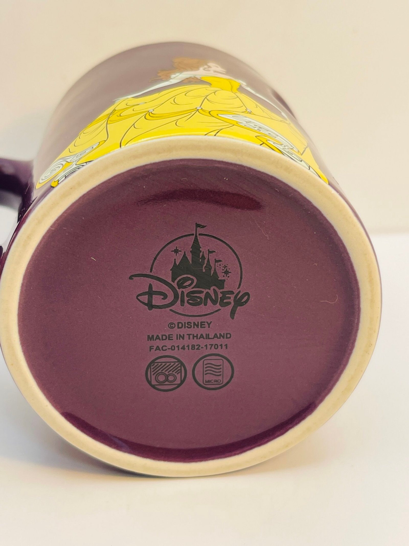 Beauty and the Beast Belle mug purple and yellow design