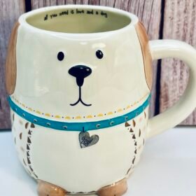 Natural Life Folk Critter Dog Mug on white background