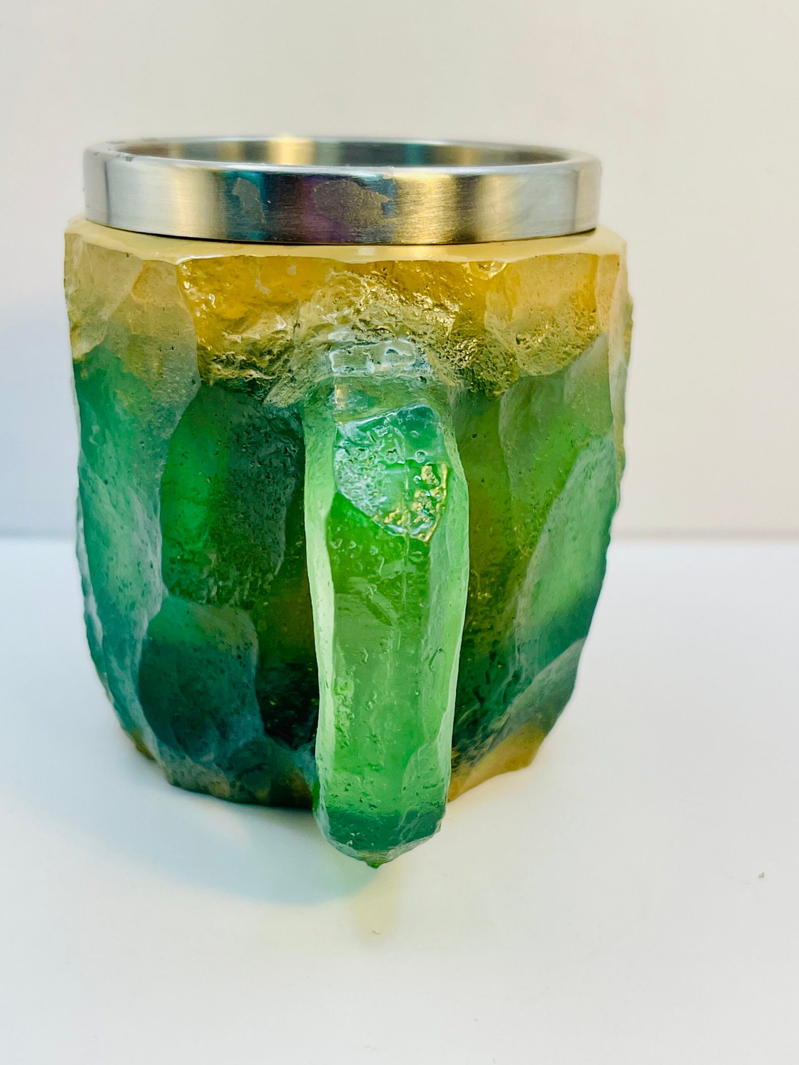 Green Mineral Crystal Coffee Mug glowing