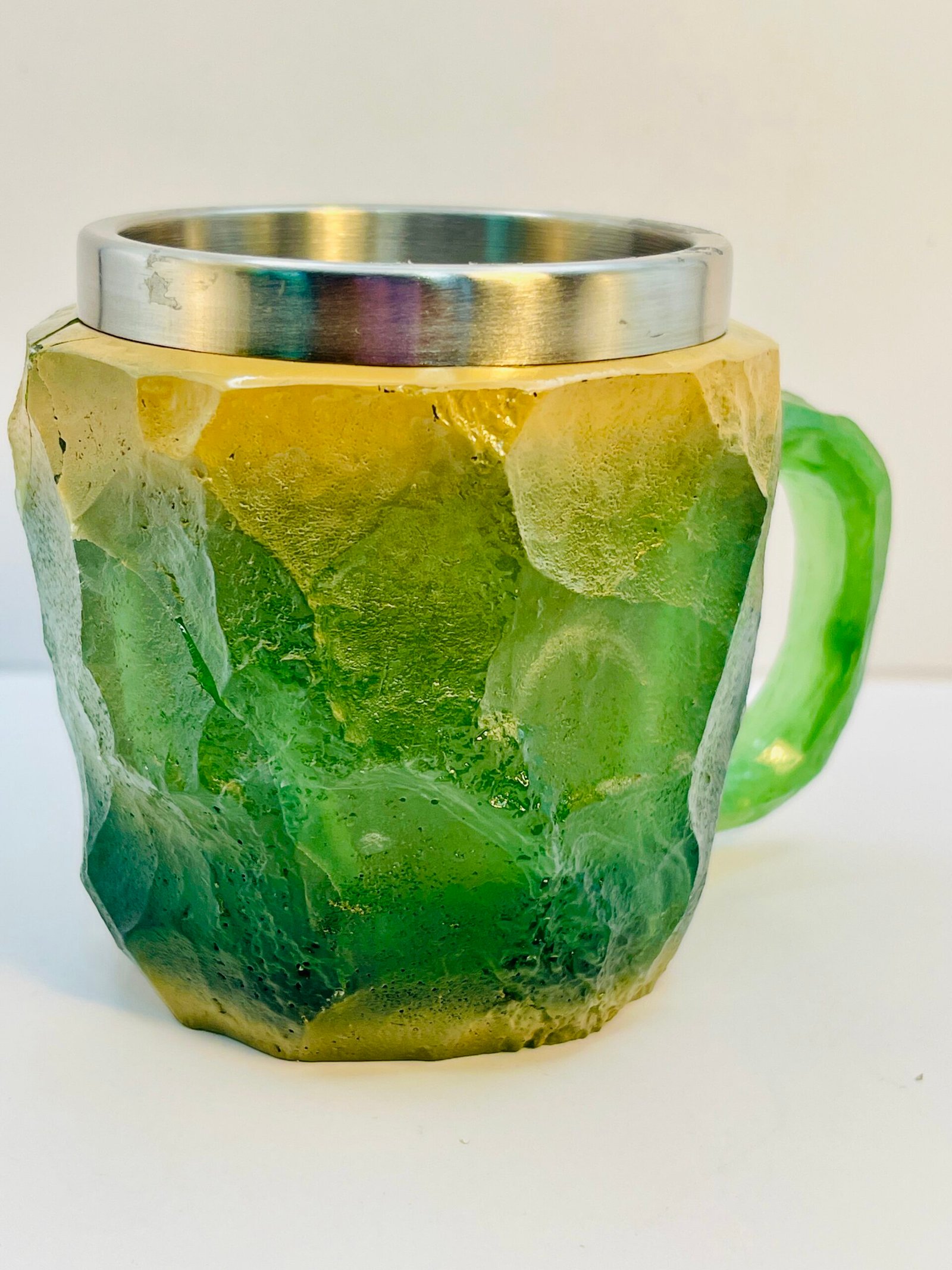 Faux crystal resin green coffee cup