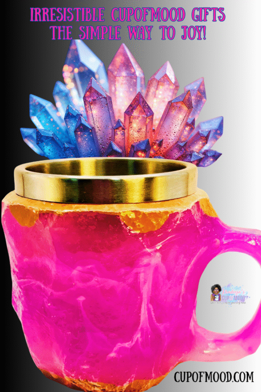 Purple mineral crystal coffee mug with 3D design