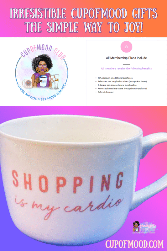 Elevate your coffee game with our Shopping My Cardio Mug. It’s the perfect #cupofmood and a  sassy addition to the  Funny Mood Collection.