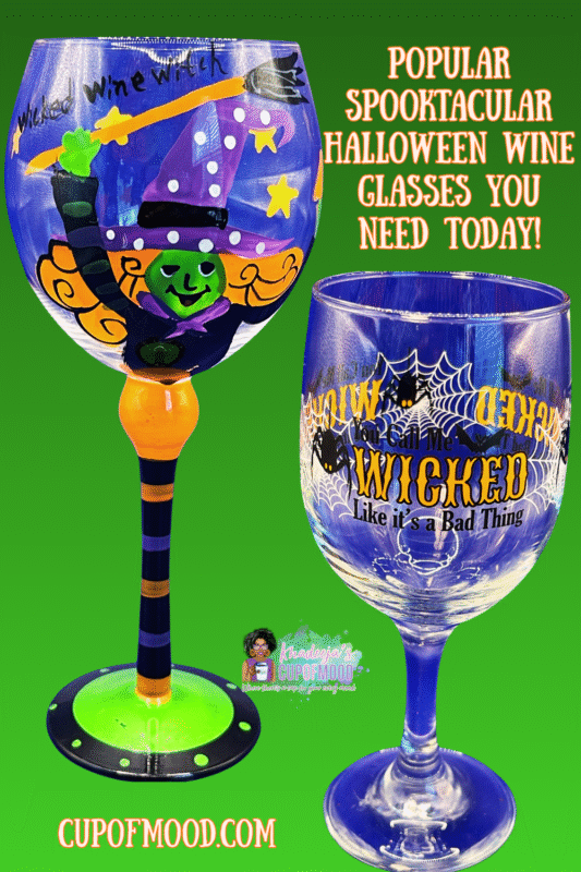 Colorful Halloween wine glasses from CupofMood shop
