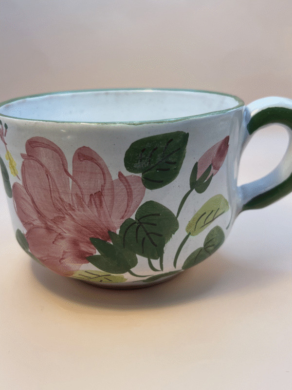 Elevate your soup experience with my Hand Painted Soup Mug with Pink Flowers!