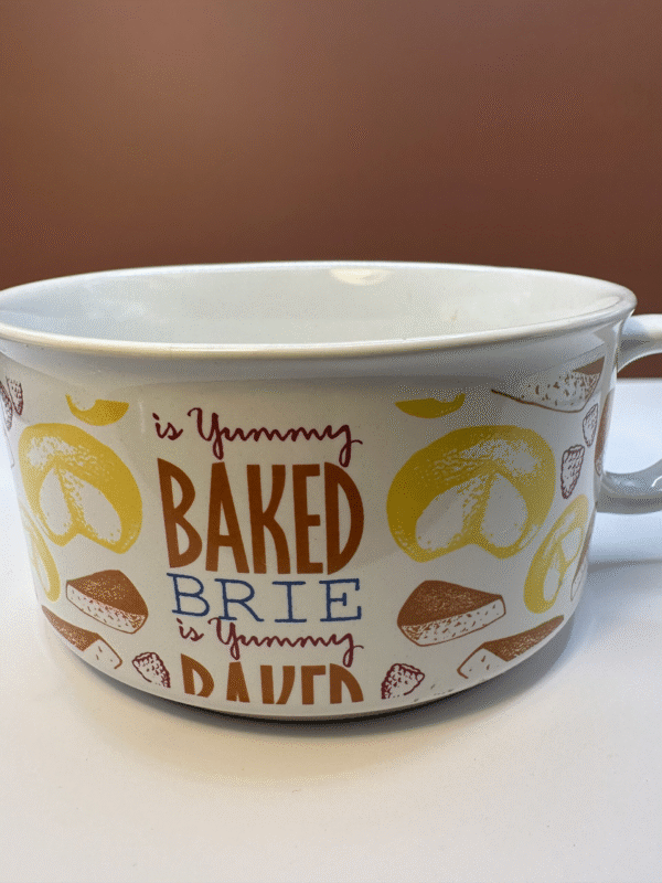 Introducing the Baked Brie Souper Mug. It’s the perfect #cupofmood and the perfect companion for cheese lovers and comfort food aficionados alike!