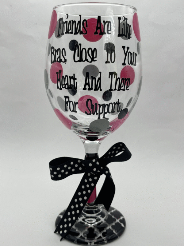 Celebrate friendship with a playful twist with the Friends Like Bras Wine Glass! It’s the perfect #cupofmood for your closest pals.