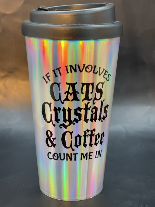 Meet the Cats Crystals Coffee Tumbler! It’s the perfect #cupofmood whether you’re brewing spells or just grabbing your morning pick-me-up.