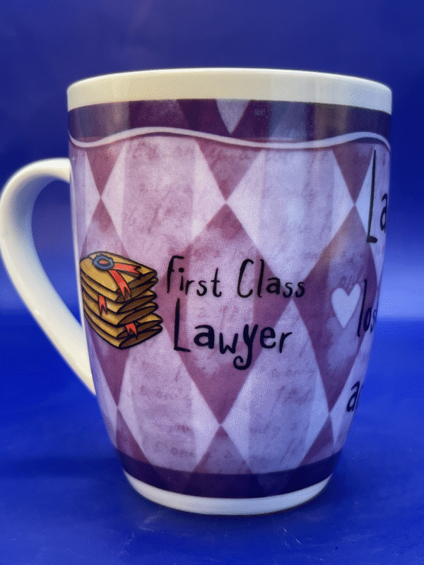 Introducing the First Class Lawyer Mug. It’s part of the It’s Only A Job Collection and is the perfect #cupofmood and your ticket to caffeinated success.
