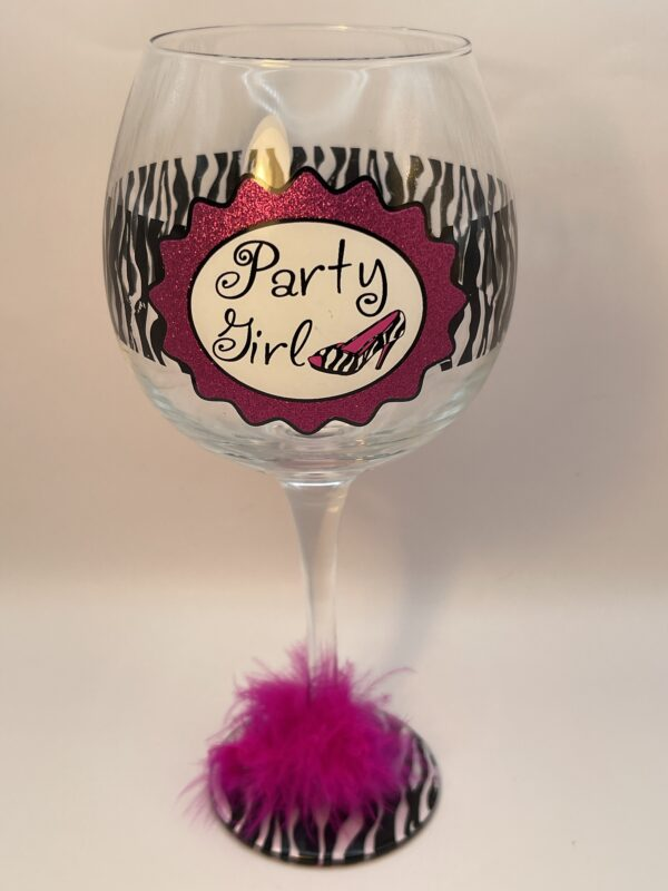 This Party Girl Zebra Print Wineglass is the perfect #cupofmood for the party girl who loves sipping wine from whimsical wine glasses with zebra print.