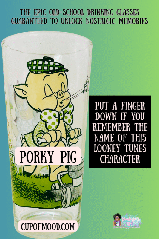 Porky and Petunia Pig Glass – Vintage Looney Tunes collectible glass.