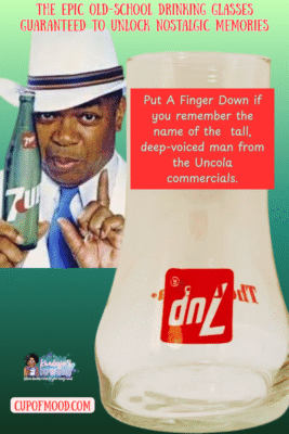 7UP Uncola Glass – Upside-down vintage 7UP glass with iconic 70s colors.