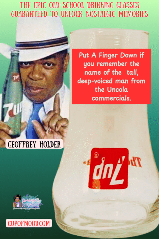 7UP Uncola Glass – Upside-down vintage 7UP glass with iconic 70s colors.