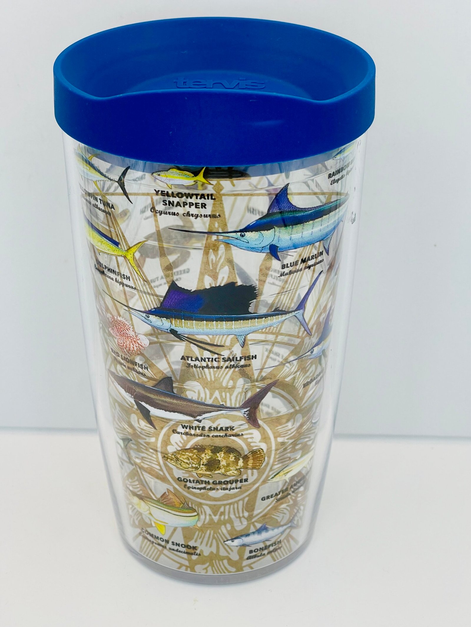 Guy Harvey Charts Fish Tervis Tumbler close-up