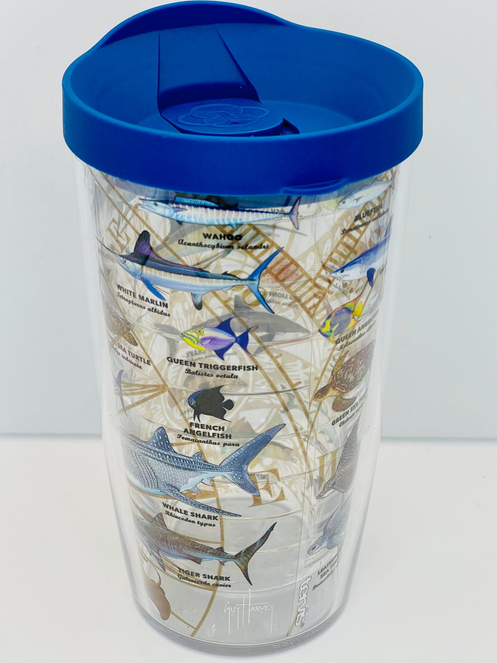 Guy Harvey nautical chart tumbler with marine art