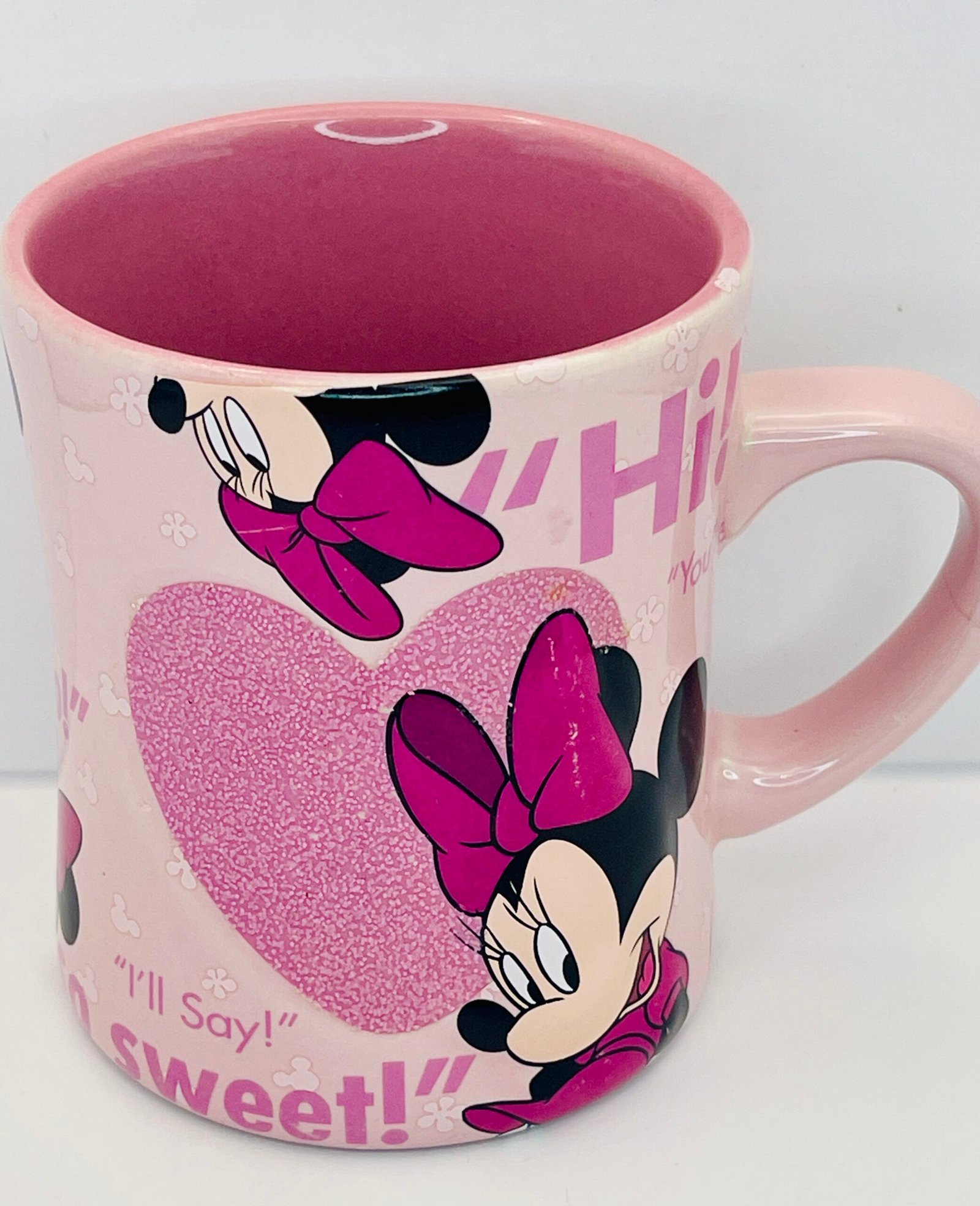 Disney Parks Minnie Mouse Glitter Mug front view