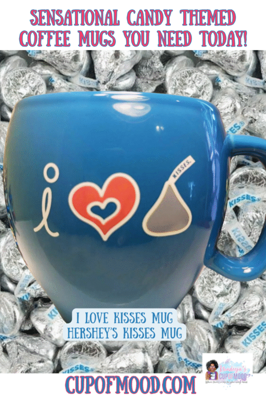 I Love Kisses Hershey’s mug with It’s Cool to Be Sweet slogan collectible coffee cup from CupofMood