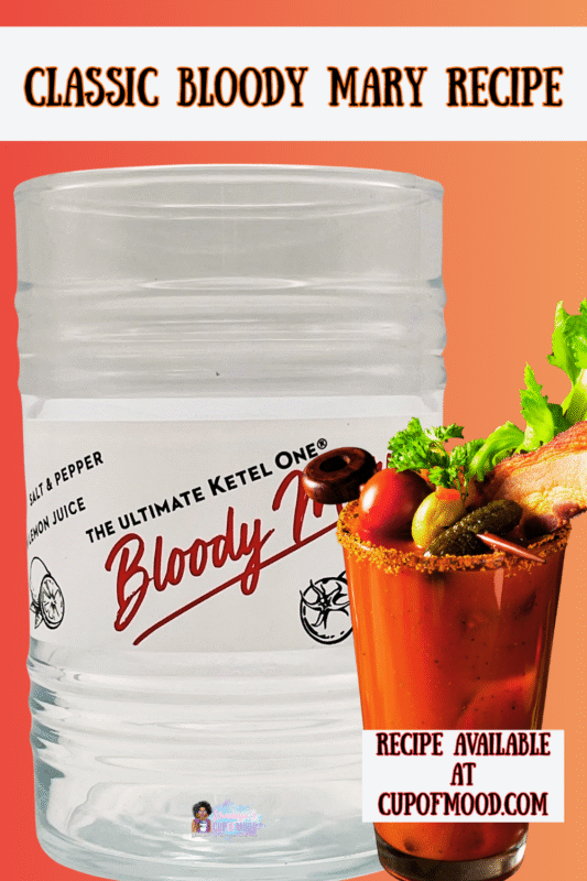This Bloody Mary Recipe Bar Glass by Ketel One Vodka is the perfect #cupofmood for people who love to make cocktails at home.