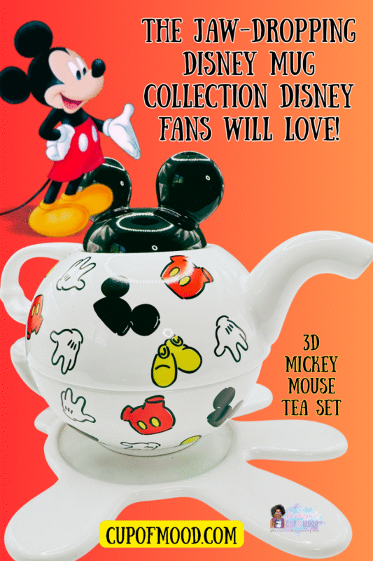3D Mickey Mouse tea set with sculpted Mickey lid—Disney mug collection tea set.