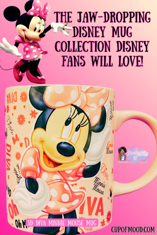 3D Diva Minnie Mouse Mug by Jerry Leigh in pink with bow—Disney Minnie mug.