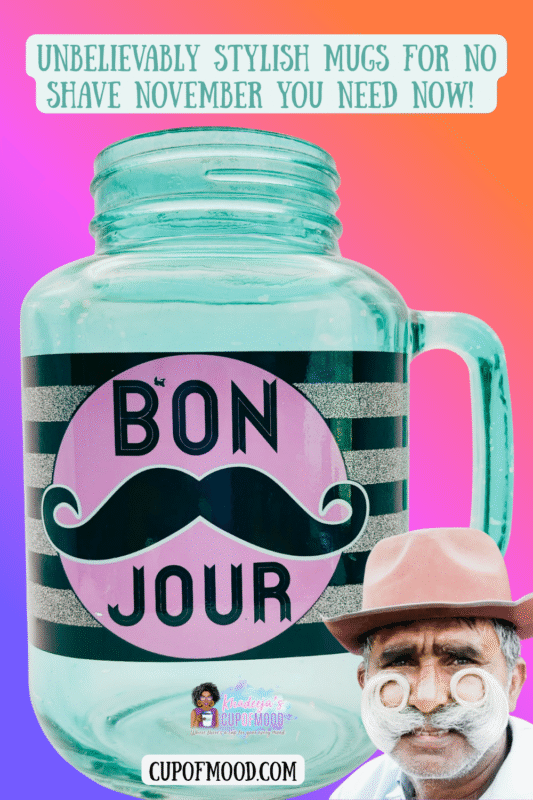 Bon Jour Mason Jar Mug with mustache design – French style mason jar from CupofMood