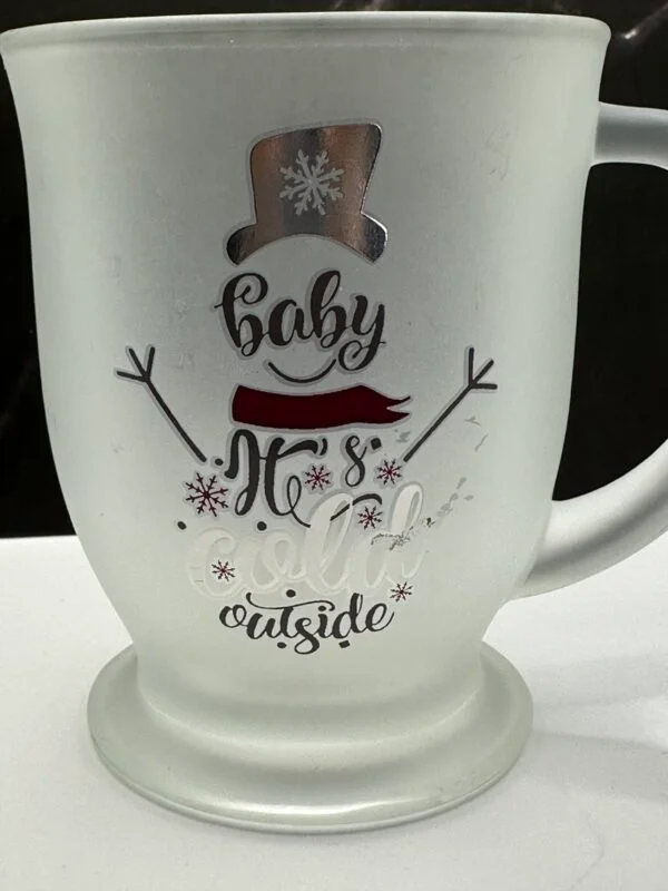 Embrace the chilly weather the festive way with the Baby Cold Outside Frosted Mug. It’s the perfect #cupofmood that combines functionality with charm.