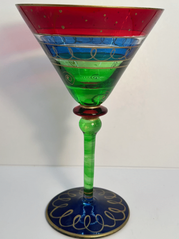 
Elevate your cocktail hour with this Hand Painted Multicolor Martini Glass.