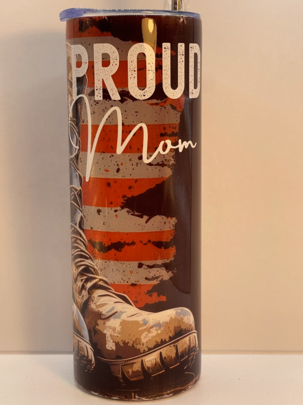 Celebrate the unwavering support of a military mom with the Proud Military Mom Tumbler! It’s the perfect #cupofmood to show your strength in style!