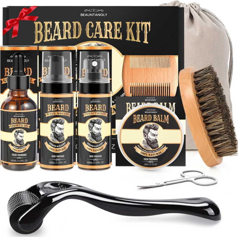 This beard grooming kit includes everything you need for complete beard care.