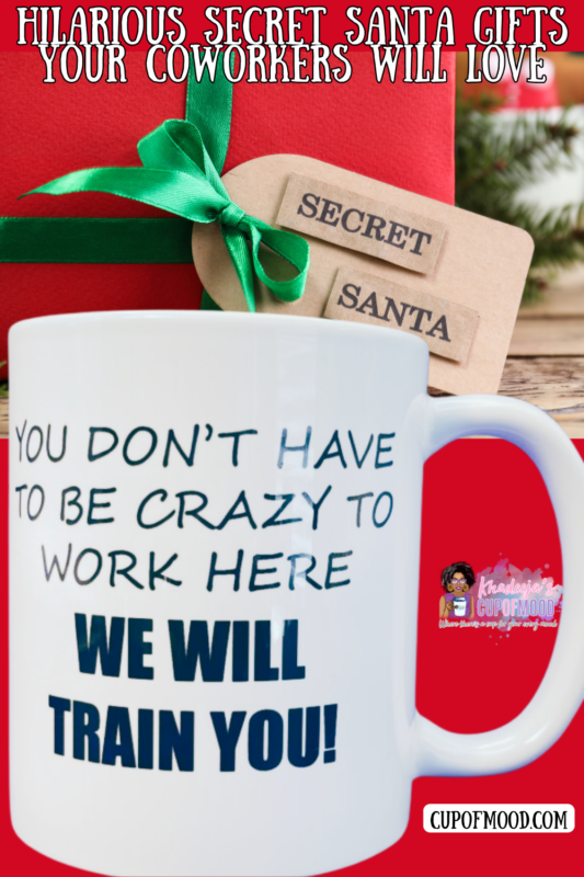  This all-white ceramic mug features the cheeky message in black writing on both sides, It says, “You don’t have to be crazy to work here, we will train you!”
