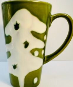 Pier 1 green Christmas tree latte mug