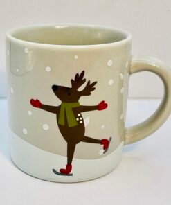 Crate and Barrel Ice Skating Reindeer Mug front