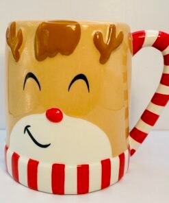 3D Candy Cane Reindeer Christmas mug