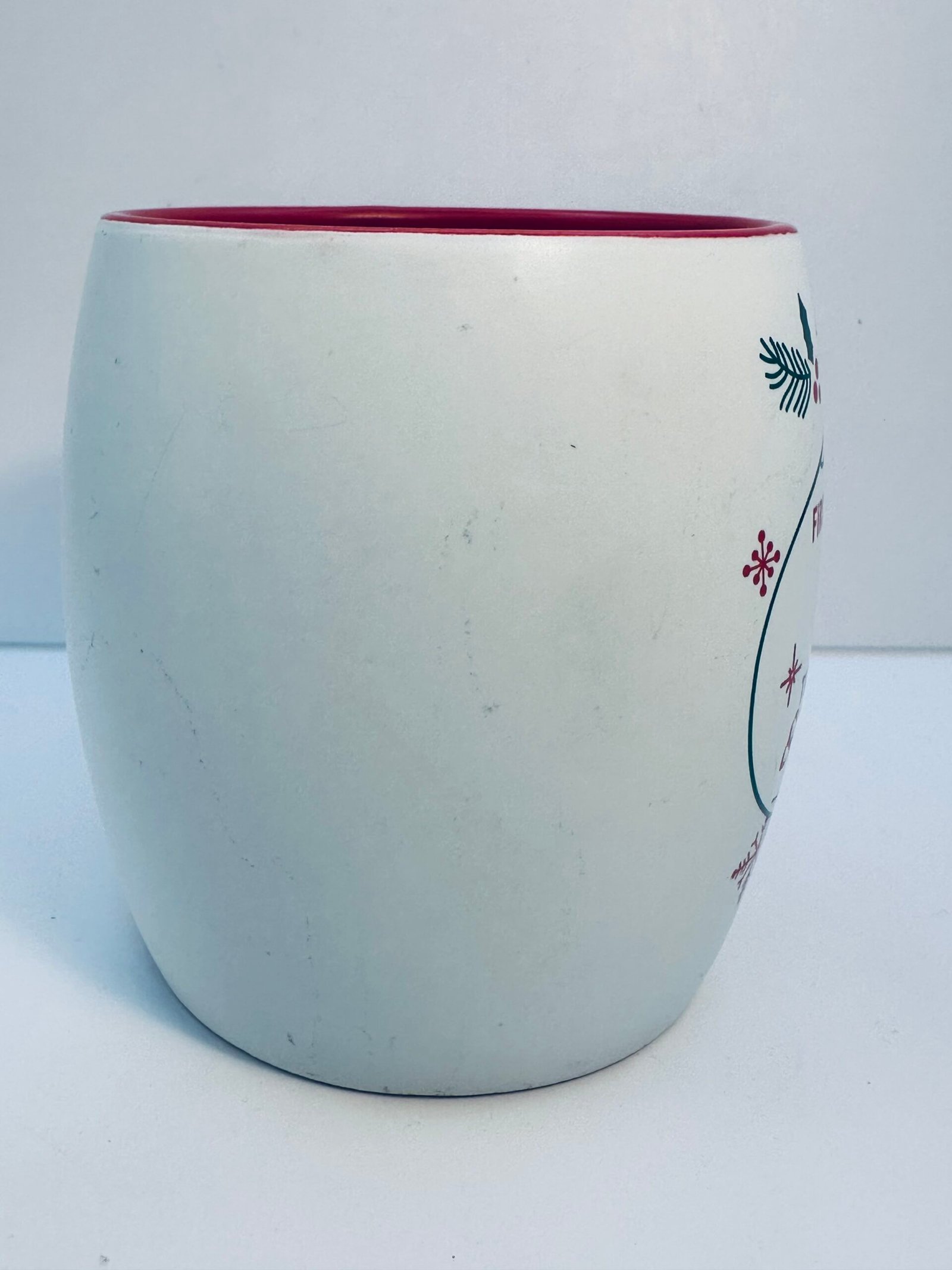 Holiday mug with red handle