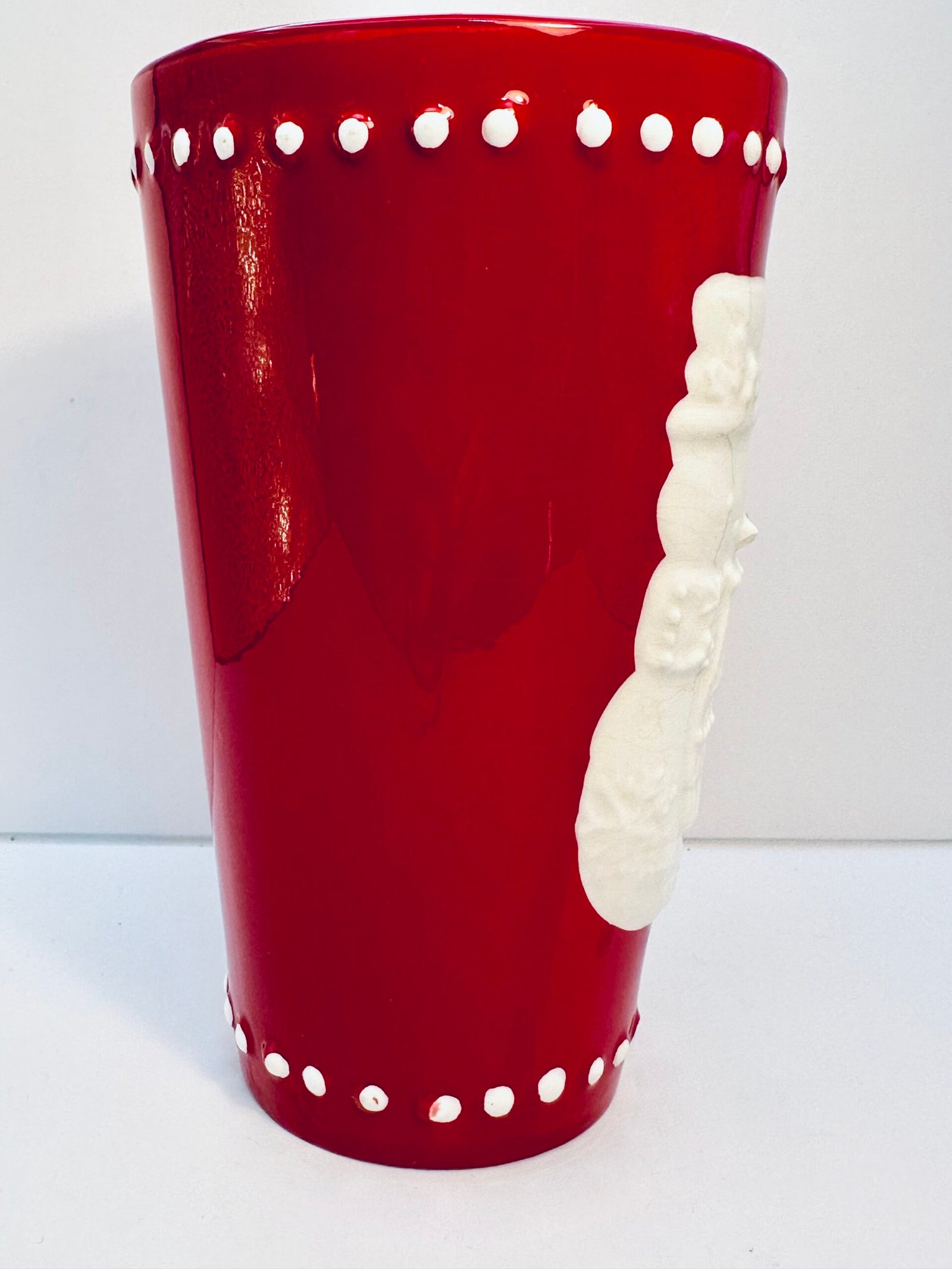 Hallmark embossed 3D snowman tall red mug
