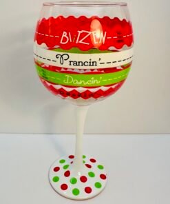 Reindeer fill line Christmas wine glass