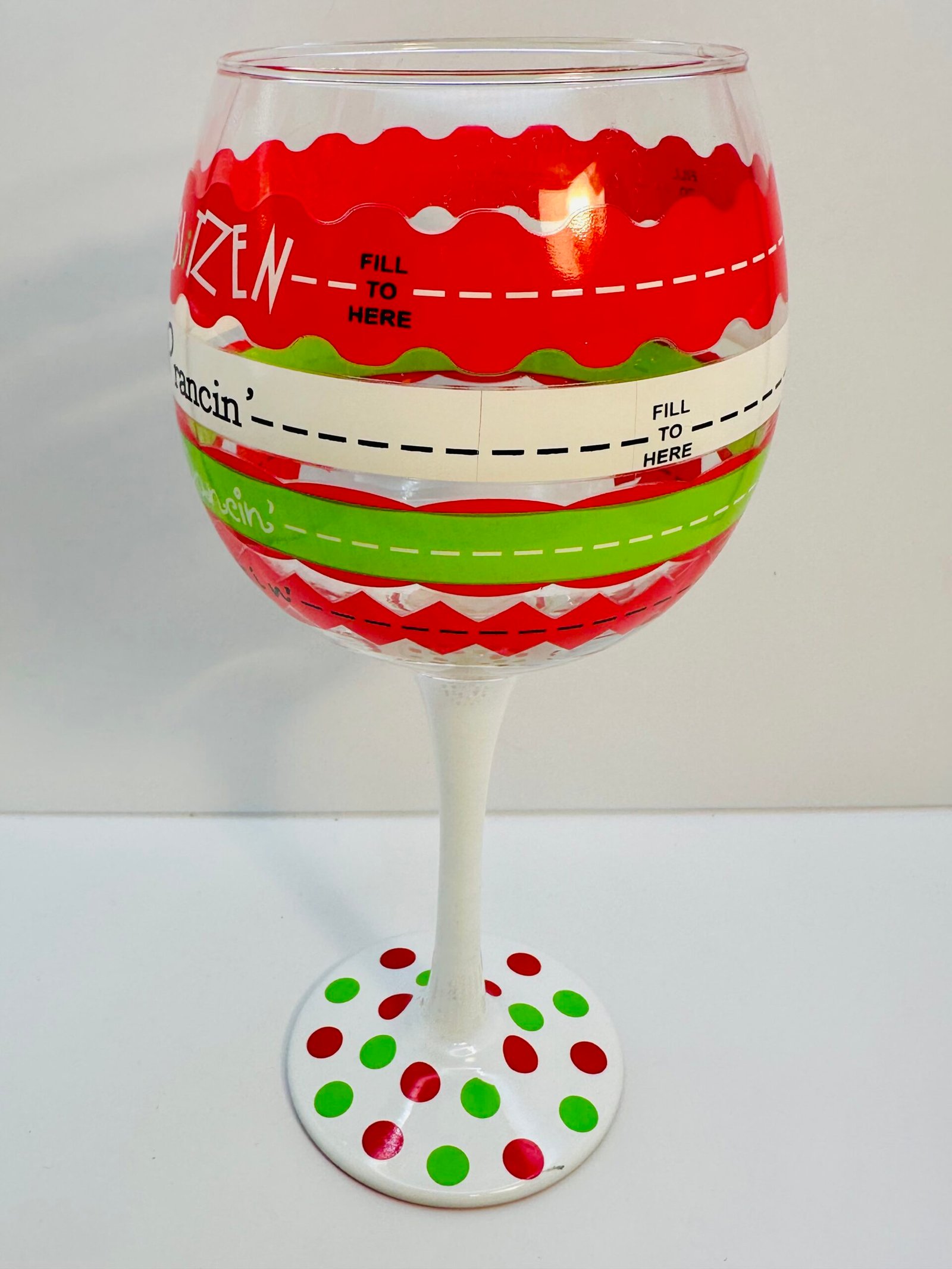 Hand-painted holiday wine goblet