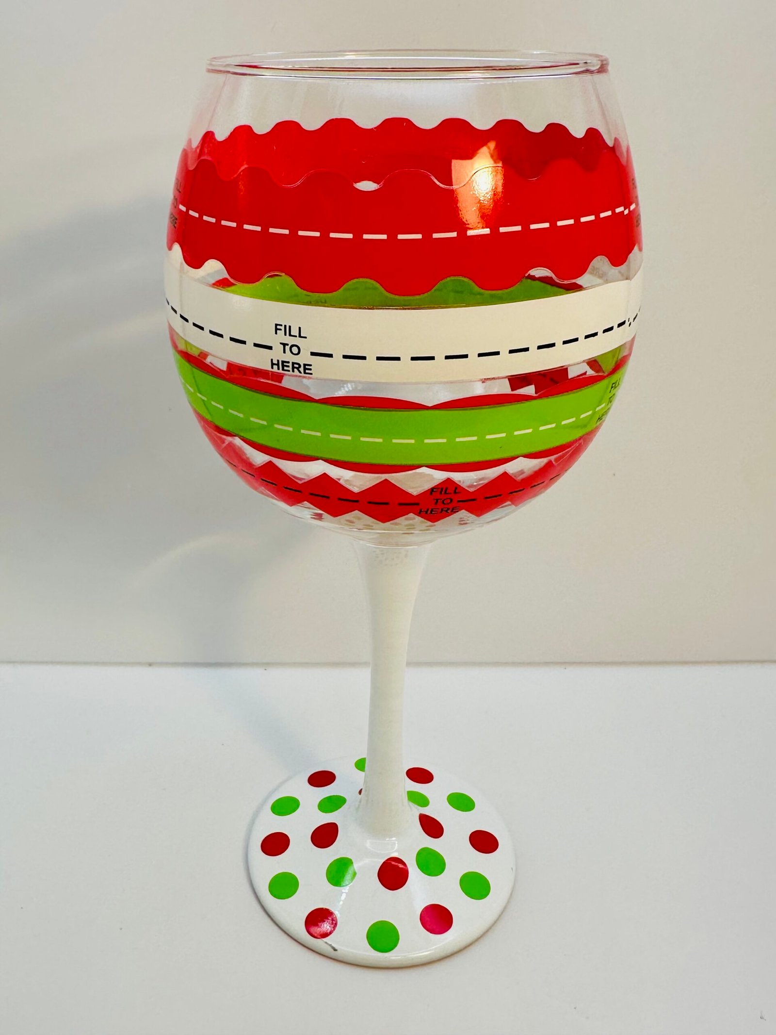 Santa reindeer stemware with pour markers