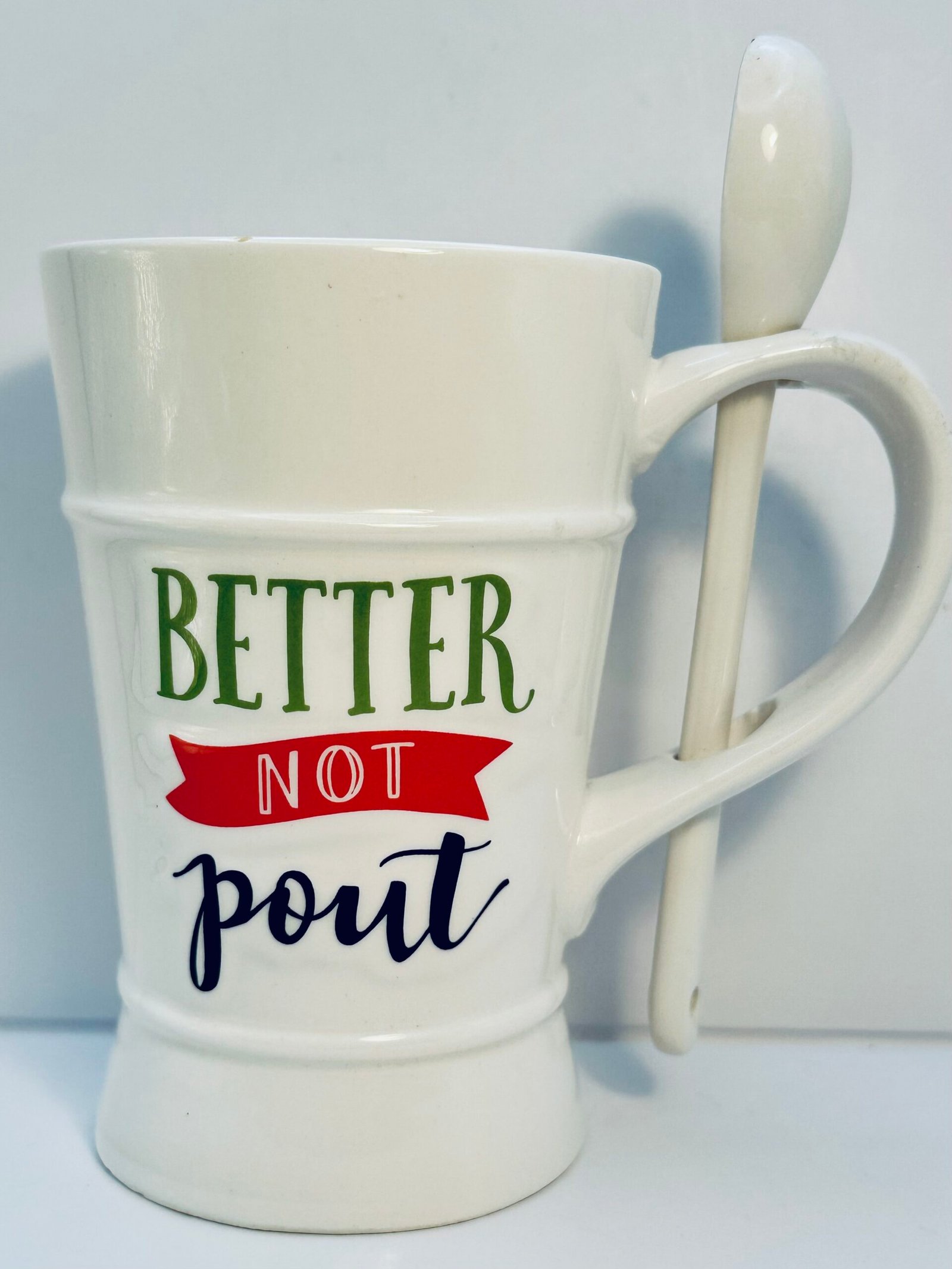 Better Not Pout Christmas mug with spoon