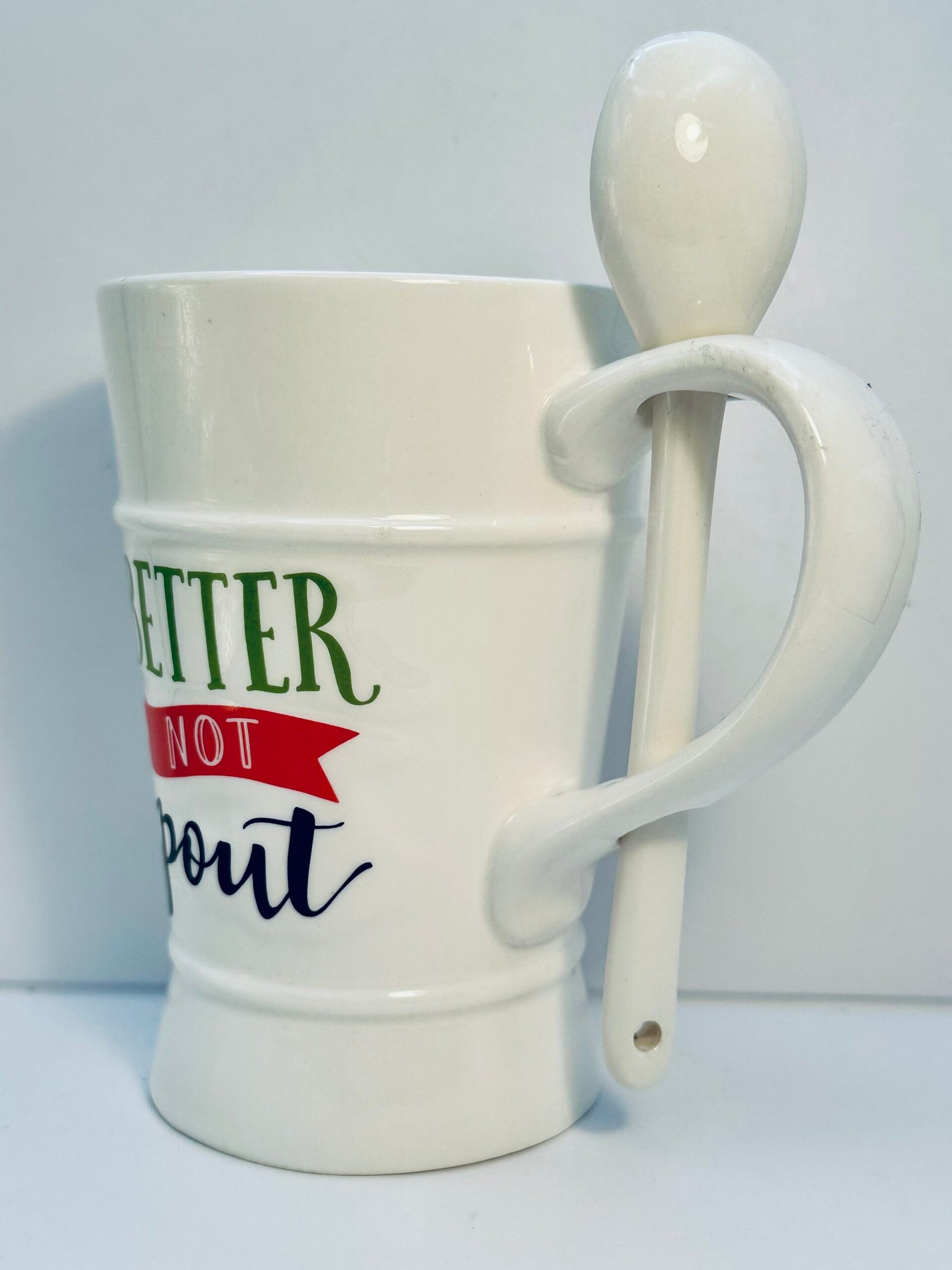 Holiday Time red ceramic Christmas mug