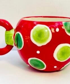 Rounded polka dot holiday mug with handle