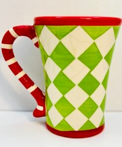 Candy cane handle Christmas coffee mug