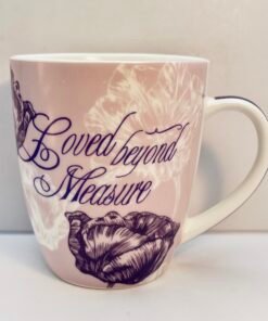 loved beyond measure mug front view lavender floral