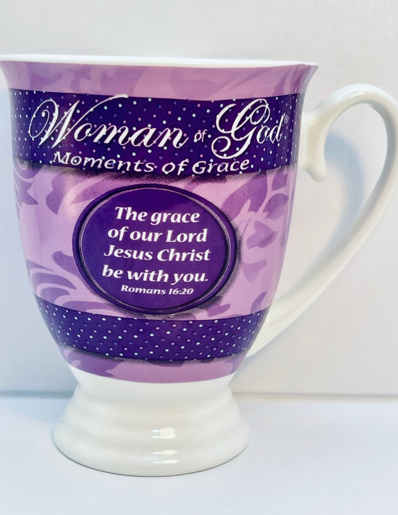 woman of god mug front view purple floral design